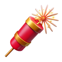 elegant classic Firecracker with Sparkler Trail Red and Gold Transparent Background detailed png