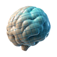 stunning traditional Floating Brain in Digital Grid Cutout Transparent Background professional png