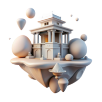 impressive minimalist Floating Building Abstract Composition Isolated Element detailed png