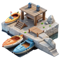 magnificent minimalist Floating Dock with Boats and Jet Skis Cutout detailed png