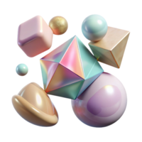beautiful contemporary Floating Geometric Shapes Pastel Colors Transparent Background high quality png