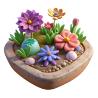 serene creative Floating Garden with Colorful Flowers Isolated genuine png