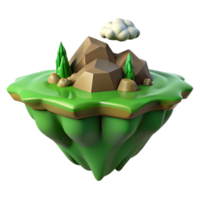 dramatic contemporary Floating Island Green Landscape Isolated Element high resolution png