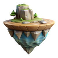 serene abstract Floating Island Isolated on Transparent Background original png