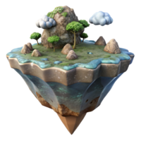 serene modern Floating Island in Digital Space Cutout Transparent Background premium png
