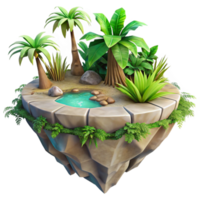 vibrant abstract Floating Island Isolated with Lush Vegetation high quality png