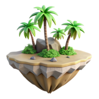 beautiful contemporary Floating Island with Tropical Trees Cutout Element authentic png