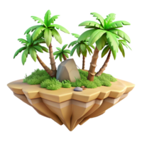 impressive abstract Floating Island with Tropical Trees Cutout Element professional png