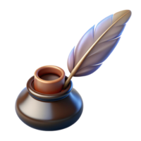 magnificent rustic Floating Quill Pen Inkwell Isolated Element original png
