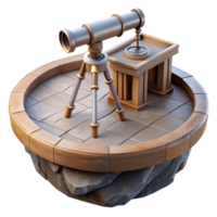 vibrant abstract Floating Platform with Observation Deck and Telescope Cutout original png