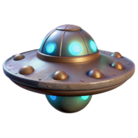 serene traditional Floating Ufo Isolated with Glowing Lights high quality png