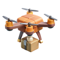 serene contemporary Flying Drone Delivery Service Quadcopter Side View Transparent Background detailed png