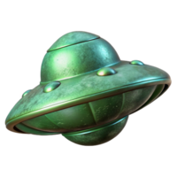 magnificent creative Flying Saucer Metallic Green Isolated Element detailed png