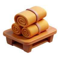elegant classic Folded Towel on Wooden Shelf Cutout Element detailed png
