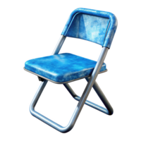 serene classic Folding Chair Blue Metal Isolated on Transparent Background png
