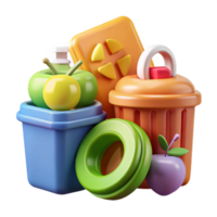 serene minimalist Food Waste Management Icon Set Blue and Green Isolated Elements high quality png