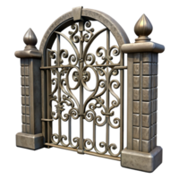 dramatic rustic Forged Iron Gate Ornate Design Isolated exclusive png