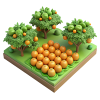 elegant modern Fruit Orchard Top View Transparent Background with Lush Green high quality png