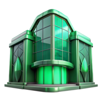stunning artistic Futuristic Building Facade with Green Glass Transparent Background original png
