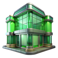 impressive creative Futuristic Building Facade with Green Glass Transparent Background high quality png