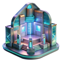 wonderful minimalist Futuristic Building Interior with Holographic Displays Transparent Background high quality png