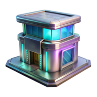 extraordinary rustic Futuristic Building with Holographic Display Isolated genuine png
