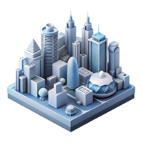 impressive rustic Futuristic Cityscape Isometric View Isolated exclusive png
