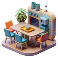 magnificent artistic Futuristic Dining Room with Food Printer Cutout premium png