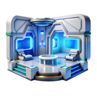 extraordinary modern Futuristic Interior with White Walls and Blue Lighting Transparent Background genuine png