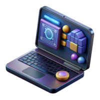 extraordinary classic Futuristic Laptop Displaying Ai Interface Dark Theme Transparent high quality png