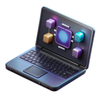 impressive minimalist Futuristic Laptop Displaying Ai Interface Dark Theme Transparent authentic png