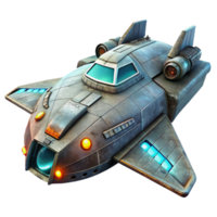 dramatic creative Futuristic Spaceship Isolated with Engine Glow authentic png