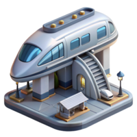 dramatic abstract Futuristic Transportation Hub with Maglev Train Cutout high resolution png