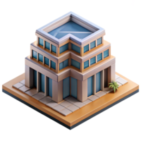 dramatic abstract Geometric Building Design Isometric View Isolated exclusive png