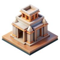 dramatic vintage Geometric Building Design Isometric View Isolated authentic png