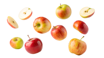 Fresh apples displayed in various orientations png