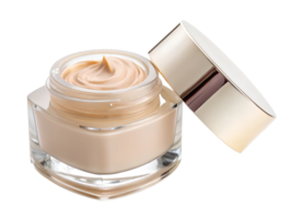 Cream jar with a shiny lid displayed elegantly png