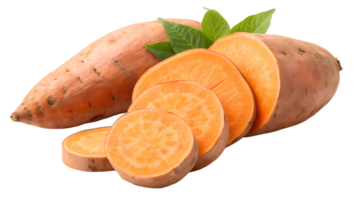 Freshly sliced sweet potato on a white background png