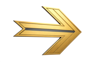 Gold arrow right on white background png