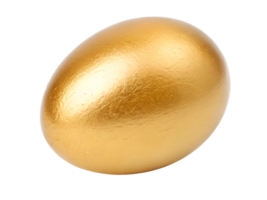 Golden egg resting on a smooth surface png