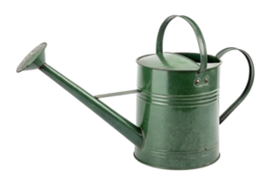 Vintage green watering can in rustic design png