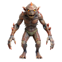 stunning rustic Geometric Horror Creature Isolated Side View authentic png