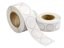 Two rolls of blank adhesive labels are displayed png