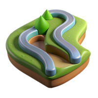 dramatic artistic Geometric River Bend Isolated with Meandering Course high quality png