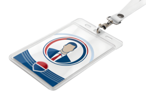Identification badge for a corporate event display png