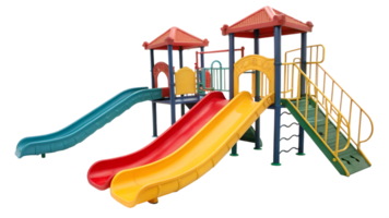 Vibrant playground with slides and stairs png