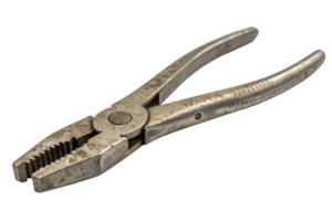 Pliers resting on a flat surface with worn finish png