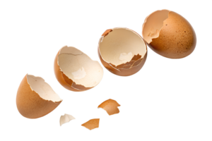 Broken eggshells on white backdrop png