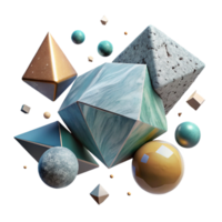 wonderful modern Geometric Shapes Floating in Space Transparent Background genuine png