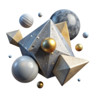 dramatic rustic Geometric Shapes Floating in Space Transparent Background high quality png